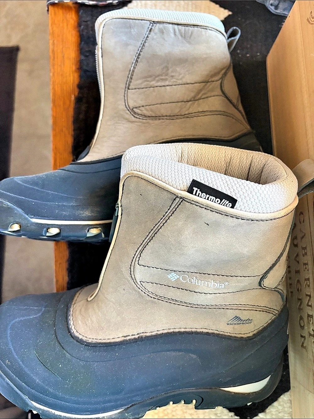 Columbia Bugaboot Winter Boots Black & Tan US 9 Good